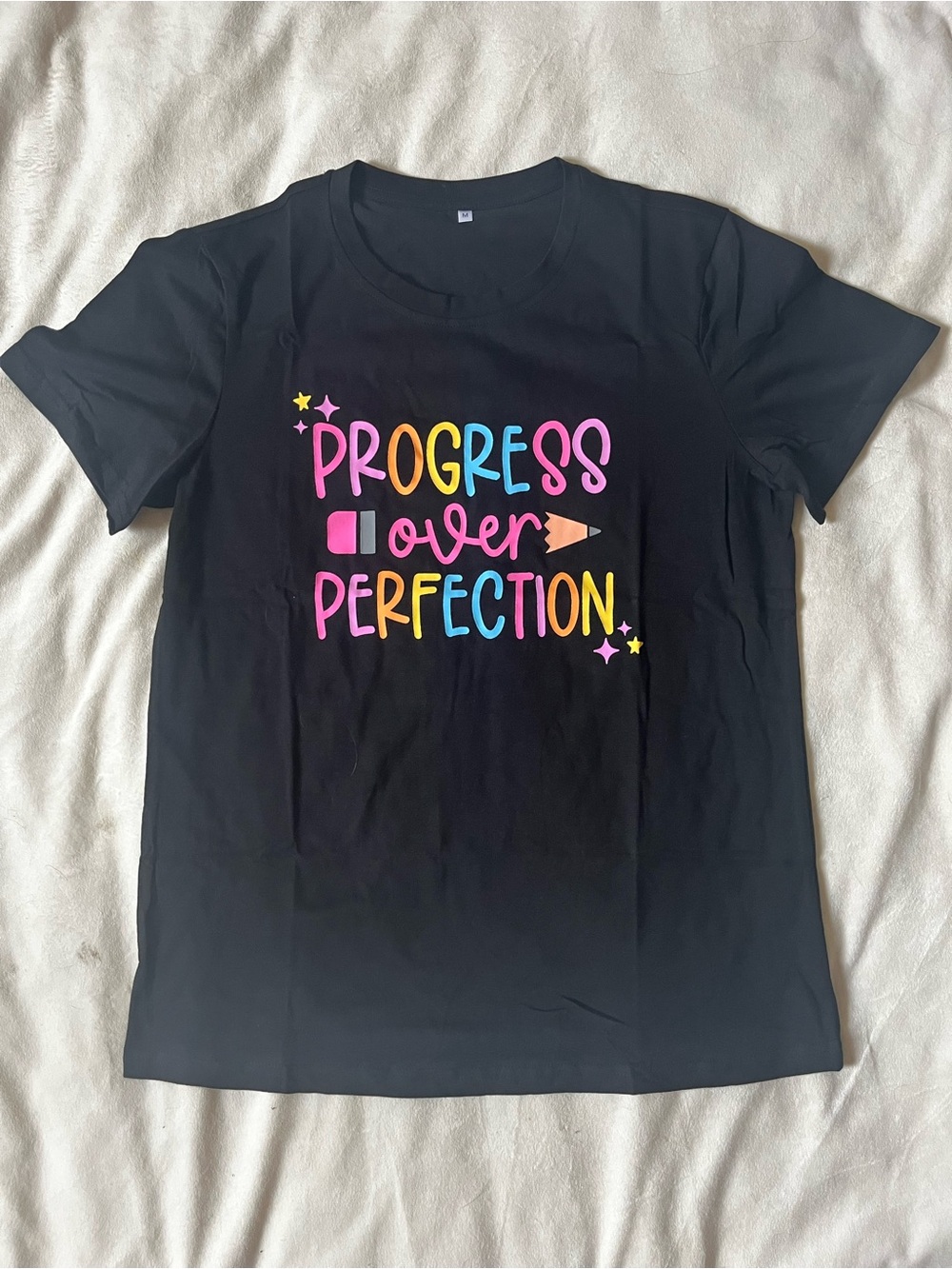 Black Tee - Progress Over Perfection Graphic